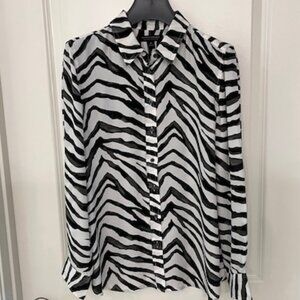 Zebra Print Button-Down Shirt